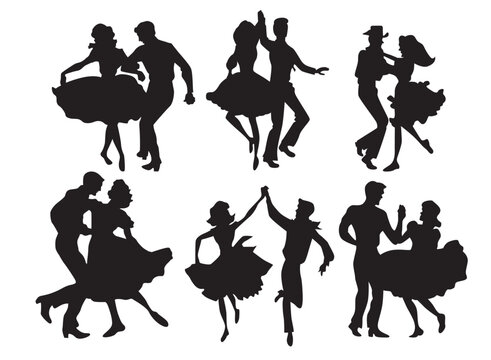 silhouette square dancers 
