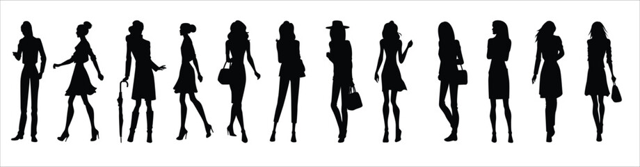 silhouettes of beautiful girls vector