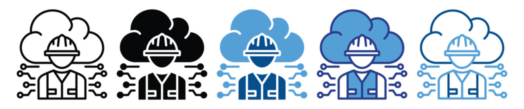 Engineer icon set multiple style collection