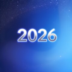 A classy dark-blue New Year 2026 design with glowing silver typography and refined sparkles.