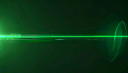Green light streak against a black background, with a lens flare effect