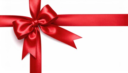 Elegant Red Satin Ribbon Bow Tied for Gift Wrapping Celebration.