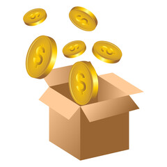 gold coins in a box