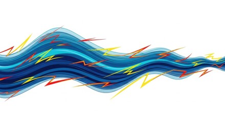 Dynamic Flowing Blue Stream with Vibrant Zaps