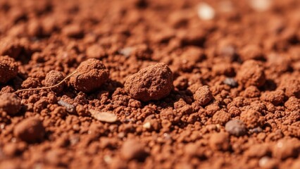 Close-up of Dry Reddish-Brown Soil Texture