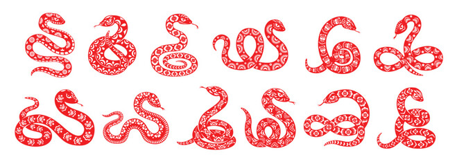 Snake reptiles set chinese lunar new year holiday