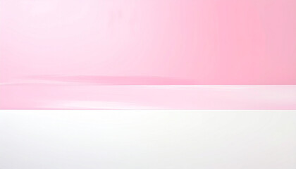 Obraz premium Elegant minimalist horizon of soft pastel pink dividing pure white canvas, abstract luxury gradient, gentle modern balance