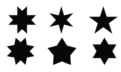 simple black star vector set