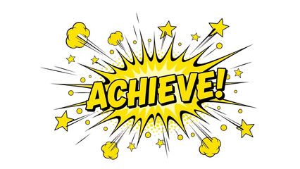Achieve word in comic pop art style illustration.