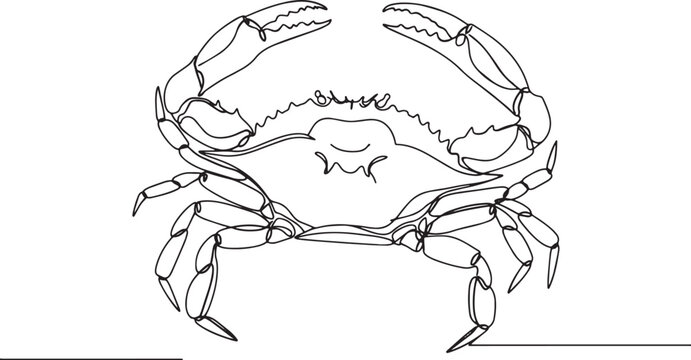 Elegant Blue Crab Silhouette in Single Continuous Line Art Style