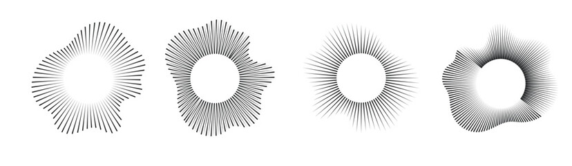 Sound waves equalizer set, Radio frequency Circle audio waves. Vector design elements isolate