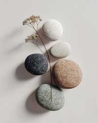 zen stones on white background