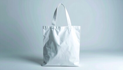 White blank canvas tote bag for shopping or branding mockup on a clean studio background.