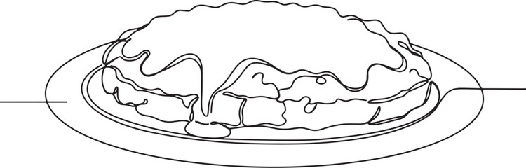 Elegant continuous line drawing of chicken fried steak with grav
