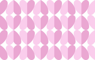 ピンクの半分折りハートのパターン背景　大きめサイズ