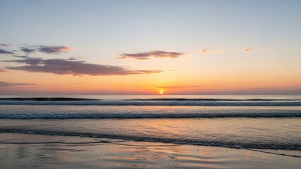 Stunning Coastal Sunset Reflection on the Wet Sand