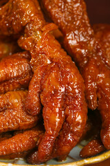Spicy Glazed Chicken Feet Traditional Asian Marinated Snack Food Delicacy