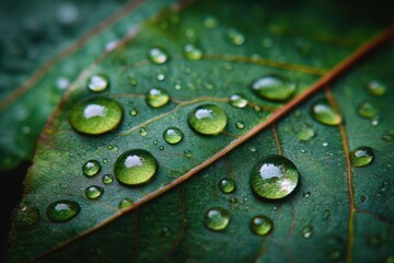 green leaf with water drops
