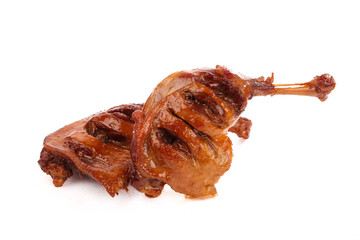 Roasted Duck with Five Spice Glaze - Traditional Asian Cuisine on White Background