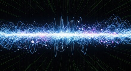 Vibrant Particle Waves Representing Digital Sound Energy