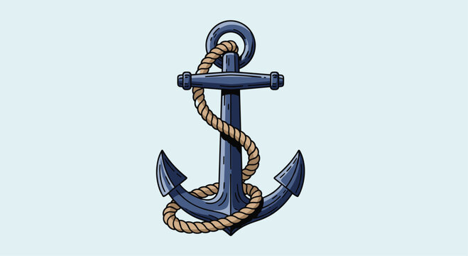 Sturdy anchor with rope, ready to set sail for adventure and nautical themed projects, great for branding and design