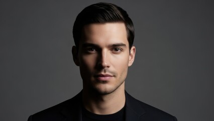 Handsome dark-haired man in a suit looking ahead