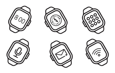 Smartwatch with Different Features Icons