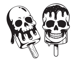 Spooky Skull Ice Cream Pops: A Unique Design for Graphic Design