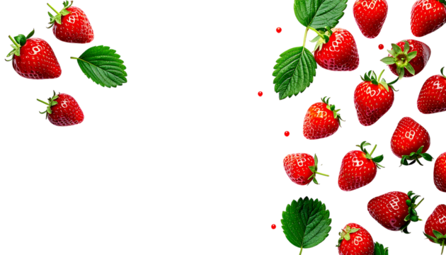 新鮮ないちごが引き立てる鮮やかな甘さとナチュラルな魅力の表現｜背景なし・透過PNG・コピースペース