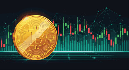 Bitcoin cryptocurrency chart with vibrant colors shows potential investment opportunities in the digital currency market today