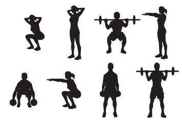 squat icons vector 