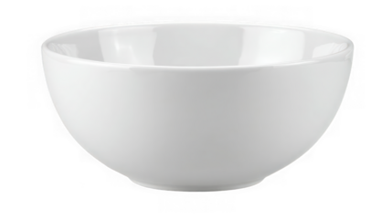 Simple white ceramic bowl isolated on transparent background