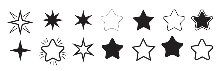 star icon collection different stars set vector