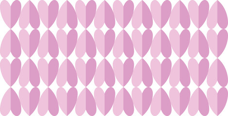 ピンクの半分折りハートのパターン背景　縦長ハートタイプ　Web　Adobe Illustrator ArtworkWeb