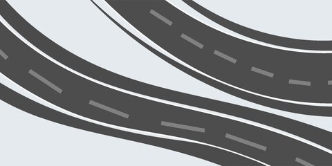 Winding road. Journey traffic curved highway. Road to horizon in perspective. Winding asphalt empty line isolated vector concept