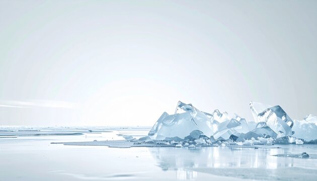 Sparkling ice shards on smooth surface for conceptual backgrounds and natural designs.