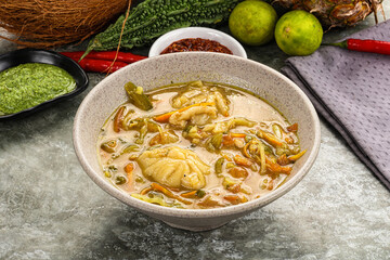 Chinese wonton soup with dumplings