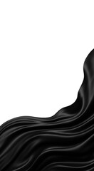 Luxury black fabric isolated on transparent background with copy space 3D render