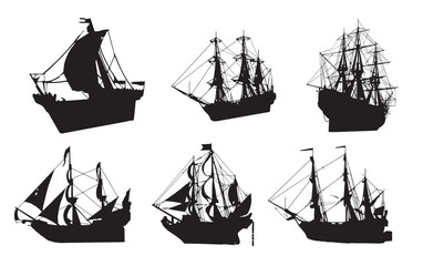 the set of the ship silhouette collection © wena