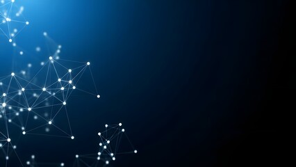 Abstract network connection with nodes on blue gradient background