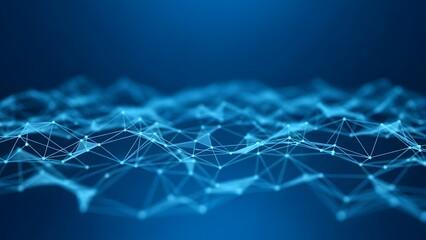 Abstract blue network connection with lines and dots background
