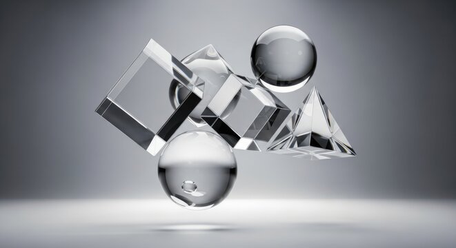 Transparent Abstract Forms Reflecting Light Composition - Powered by Adobe