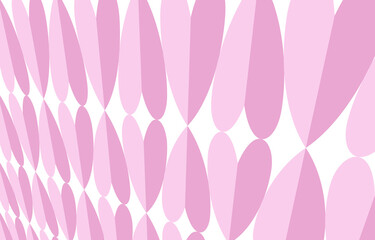ピンクの半分折りハートのパターン背景　縦長ハートで奥行き感のあるタイプ　