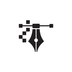 pen icon with pixel dot