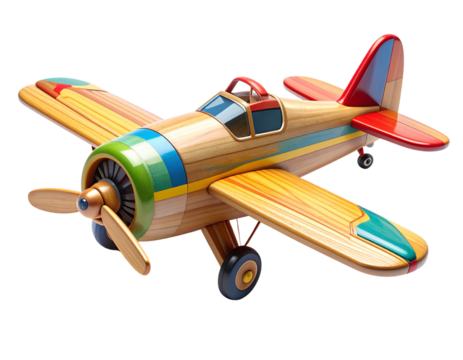 Dual-Variation Adventure-Ready Wooden Airplane Set, isolated on transparent background