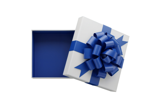 blue gift box with ribbon