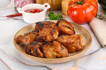 Grilled pork neck meat shashlik