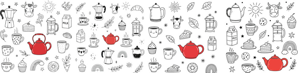 set of cup flux bottle Elements Vector Icon bundle.