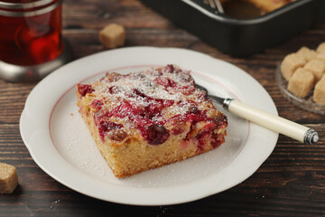 A cranberry pie, freshly backed and ready to be served
