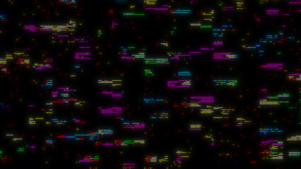 Neon Glitch Data Matrix Background – Futuristic Cyber Digital Noise Pattern Tech Wallpaper. Perfect for Technology visuals, sci-fi interfaces, coding wallpapers, cybersecurity concepts.